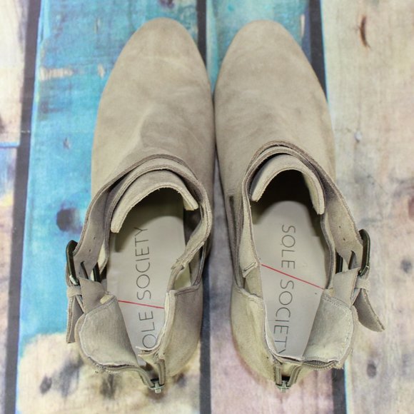 Sole Society Brigitte Brown Suede Back Zip Stacked Heel Ankle Boots US 10 - Picture 7 of 10